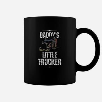 Kids Semi Truck Boys Gift Daddy Little Trucker Coffee Mug - Seseable