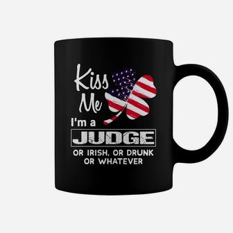 Kiss Me I Am A Judge Irish Shamrock St Patricks Day 2021 Funny Saying Job Title Coffee Mug - Seseable