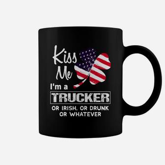 Kiss Me I Am A Trucker Irish Shamrock St Patricks Day 2021 Funny Saying Job Title Coffee Mug - Seseable