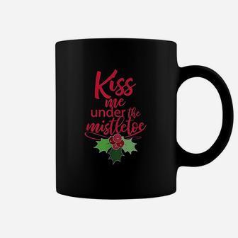 Kiss Me Under The Mistletoe Funny Christmas Coffee Mug - Seseable
