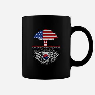 Korean Roots American Grown Tree Flag Us Korea Asian Coffee Mug - Seseable