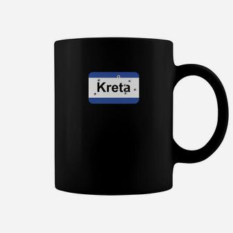 Kreta-Kennzeichen Design Schwarz Tassen, Modisches Tee für Reiseliebhaber - Seseable