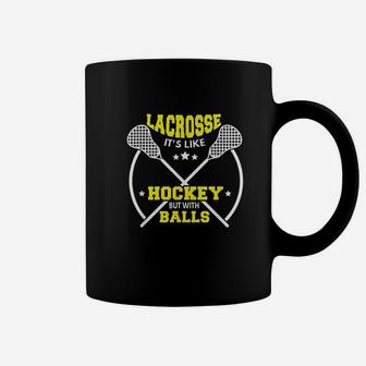 Lacrosse Player Gift Like Hockey With Balls Fun Lacrosse Coffee Mug - Seseable