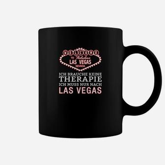 Las Vegas Therapie Spruch Schwarzes Tassen, Humorvolles Design für Reisende - Seseable