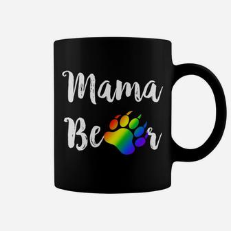 Lesbian Mama Bear Lesbian Mom Gay Pride Rainbow Paw Coffee Mug - Seseable