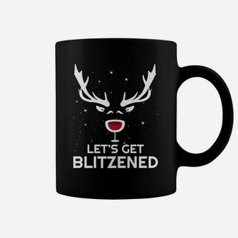 Lets Get Blitzened Funny Christmas Wine Drinking Joke Coffee Mug - Seseable
