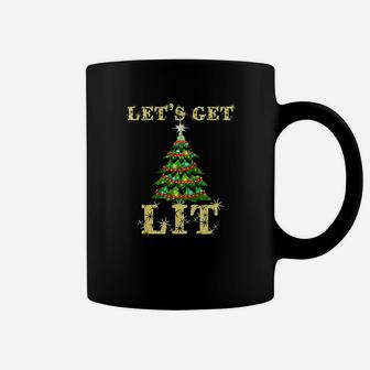 Lets Get Lit Drinking Funny Christmas Coffee Mug - Seseable