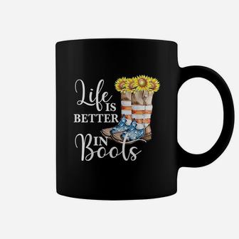 Life Is Better In Boots Vintage Country Music Usa Sunflower Coffee Mug | Seseable UK