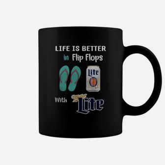 Life Is Better In Flip Flops With Miller Lite Coffee Mug - Seseable