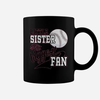 Little Sister And Biggest Fan Baseball Family Fan Coffee Mug - Seseable