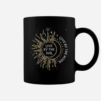 Live By The Sun Love By The Moon Funny Cute Sun Moon Graphic Coffee Mug - Seseable