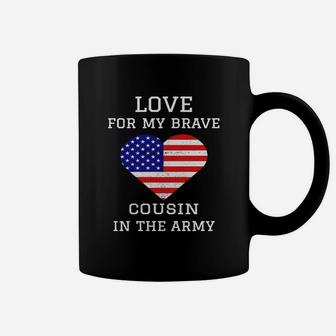 Love For My Brave Cousin In The Army American Heart Coffee Mug - Seseable