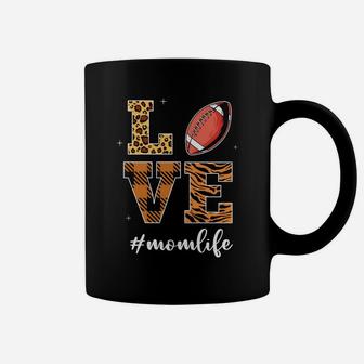 Love Mom Life Football Mom Leopard Plaid Gift For Mother Coffee Mug - Seseable