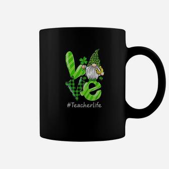 Love Teacher Life Gnome Leopard Shamrock St Patricks Day Coffee Mug - Seseable