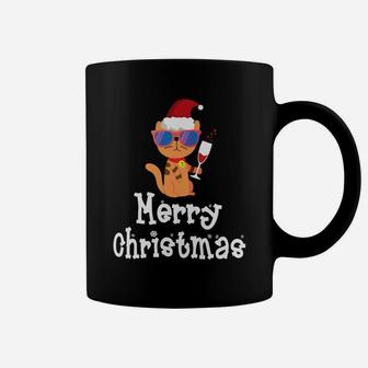 Lovely Cat Santa Claus Drinking Wine Merry Christmas Coffee Mug - Seseable
