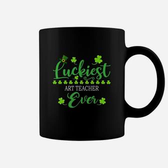 Luckiest Art Teacher Ever St Patrick Quotes Shamrock Funny Job Title Coffee Mug - Seseable