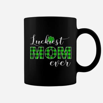 Luckiest Mommy Buffalo Plaid Shamrock Green Clover Boy Girl Coffee Mug - Seseable