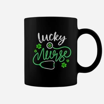 Lucky Nurse St Pattys Day Gift Shamrock Nurse Coffee Mug - Seseable