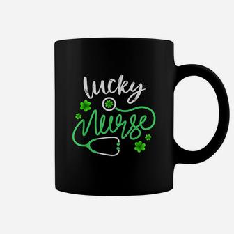 Lucky Nurse St Pattys Day Gift Shamrock Nurse Coffee Mug - Seseable