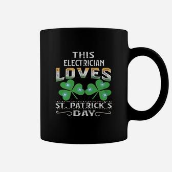 Lucky Shamrock This Electrician Loves St Patricks Day Funny Job Title Coffee Mug - Seseable