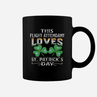 Lucky Shamrock This Flight Attendant Loves St Patricks Day Funny Job Title Coffee Mug - Seseable