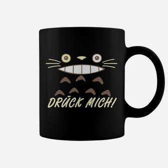 Lustiges Katzen-Gesicht 'Drück mich!' Schwarzes Tassen für Katzenliebhaber - Seseable