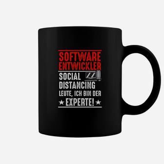 Lustiges Softwareentwickler Tassen – Social Distancing Experte, Baumwollshirt für IT-Profis - Seseable