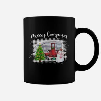 Make This Happy Christmas Holiday With Camping Snowman Christmas Plaid Coffee Mug - Seseable