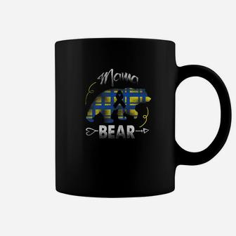 Mama Bear Blue Yellow Ribbon Down Syndrome Awareness Coffee Mug - Seseable