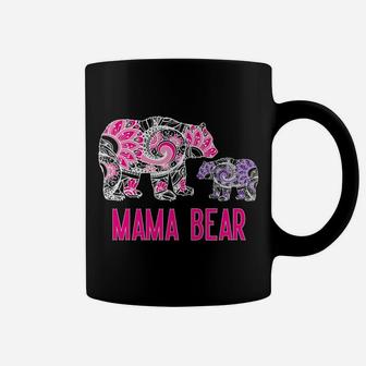 Mama Bear Floral Mama Bear Baby Bear Mandala Purple Coffee Mug - Seseable