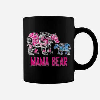Mama Bear Floral Mama Bear With Baby Bear Mandala Coffee Mug - Seseable