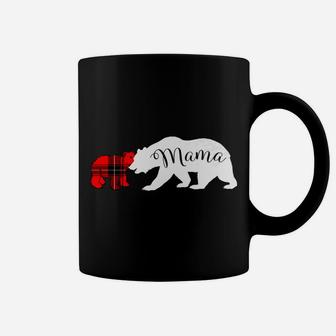 Mama Bear Red Plaid Cub Mom Christmas Coffee Mug - Seseable
