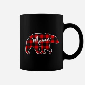 Mama Bear Red Plaid Matching Family Christmas Coffee Mug - Seseable