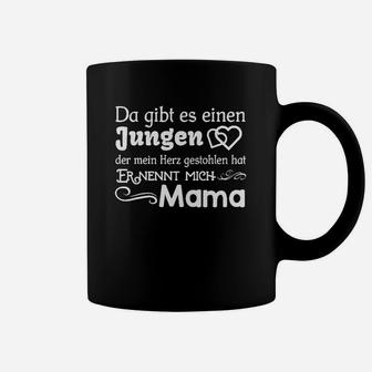 Mama Herz-Jungen Schwarzes Tassen, Liebevolles Mutter-Sohn Design - Seseable