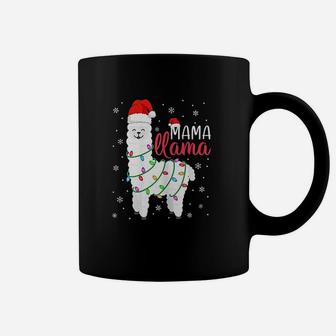 Mama Llama Funny Christmas Llama Mom Alpaca Santa Hat Coffee Mug - Seseable