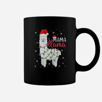 Mama Llama Funny Christmas Llama Mom Alpaca Santa Hat Women Coffee Mug - Seseable