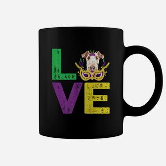 Mardi Gras Fat Tuesday Costume Love Airedale Terrier Funny Gift For Dog Lovers Coffee Mug - Seseable