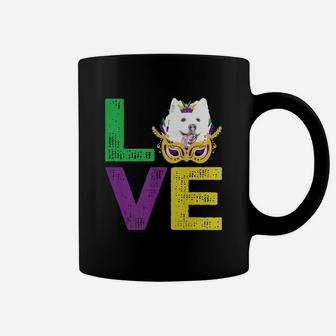 Mardi Gras Fat Tuesday Costume Love Samoyed Funny Gift For Dog Lovers Coffee Mug - Seseable