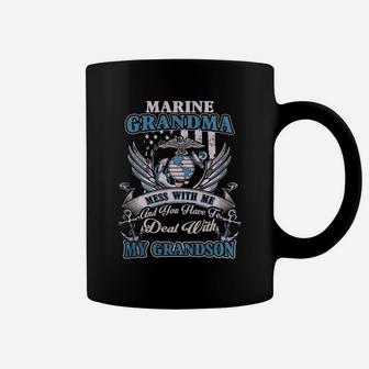 Marine Grandma - Marine Nana - Marine Grandmother - Grandson Coffee Mug - Seseable
