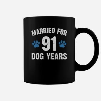 Married For 91 Dog Years 13th Wedding Anniversary Coffee Mug - Seseable