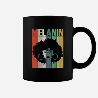 Melanin Vintage Retro Black Afro Woman Queen Gift Coffee Mug - Seseable