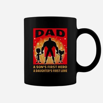 Mens A Sons First Hero A Daughter First Love Dad Father Day Gift Coffee Mug - Seseable