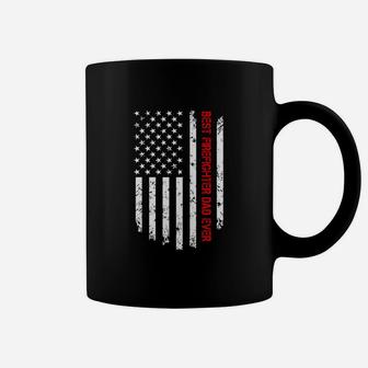 Mens Best Firefighter Dad Ever American Flag Cool Coffee Mug - Seseable