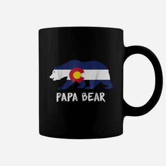 Mens Colorado Co Flag Papa Bear Fathers Day Gift Mans Dad Coffee Mug - Seseable