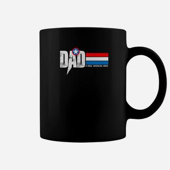 Mens Dad A Real American Hero Birthday Fathers Day Gift Premium Coffee Mug - Seseable