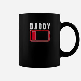 Mens Daddy Battery Low Battery Funny Tired Parenting Coffee Mug - Seseable