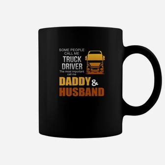 Mens Daddy Husband Trucker Truck Driver Shirt Men Women Gift Coffee Mug - Seseable