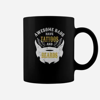 Mens Fathers Day Awesome Dads Have Tattoos And Beards Coffee Mug - Seseable