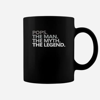 Mens Fathers Day Dad T Shirt Pops The Man The Myth The Legend Black Men Coffee Mug - Seseable