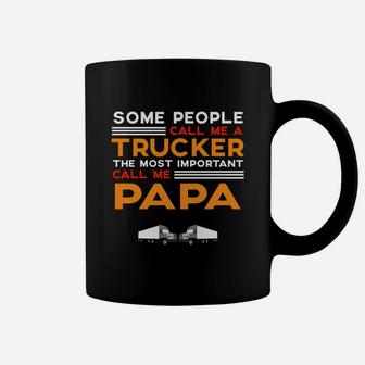 Mens Fathers Day For Trucker Papa Coffee Mug - Seseable